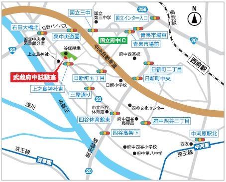 武蔵府中試験室(工事材料試験所)地図